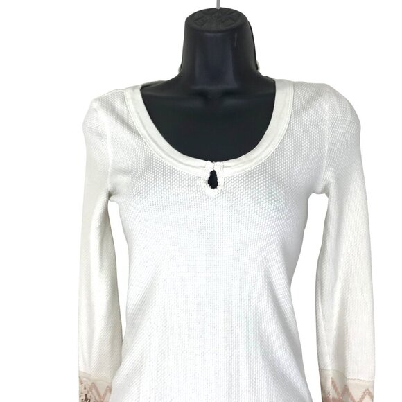 Free People Cream Kombucha Crochet Cuff Thermal Top Size S - Picture 4 of 8